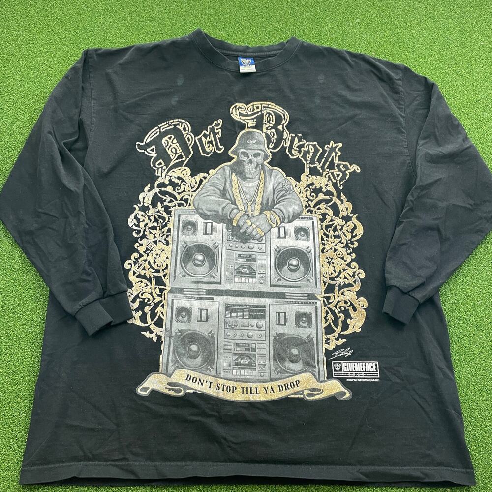 Vintage Give Me Face Black Def Beat Long Sleeve Grunge Punk T-Shirt Sz 3XL